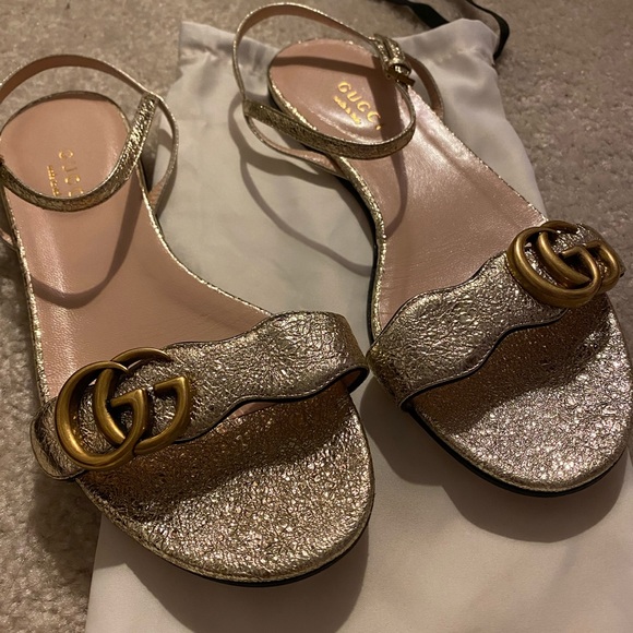 Gucci Marmont Leather Double G Sandals - Picture 3 of 4